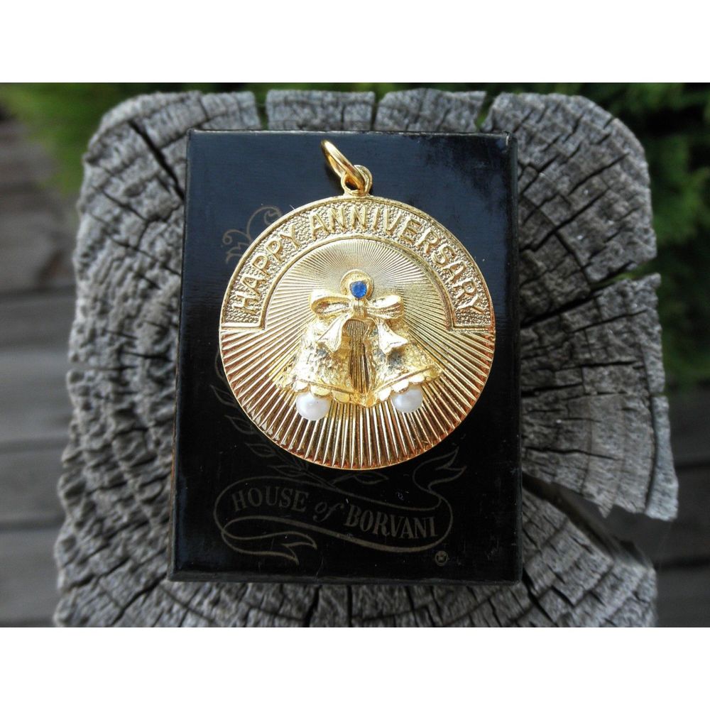 Vintage Happy Anniversary Charm/ Pendant-House of Borvani Anniversary Necklace - Picture 4 of 6